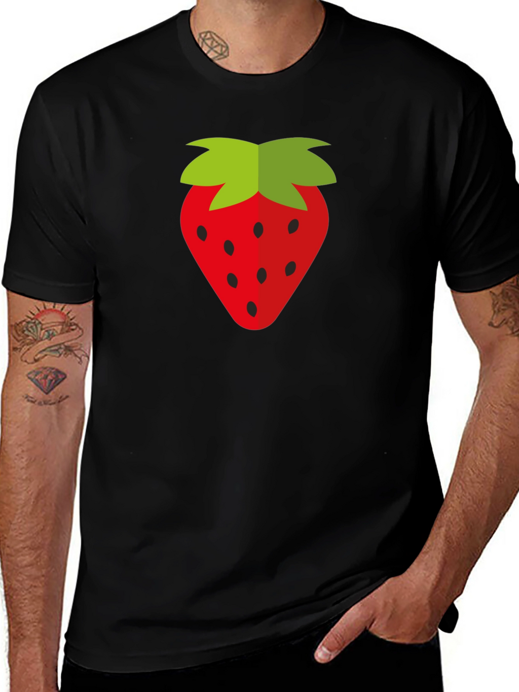 Strawberry Graphic Black T-Shirt