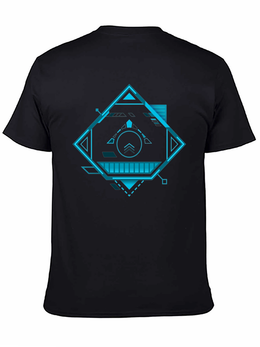 Futuristic Geometric Graphic Tee - Black