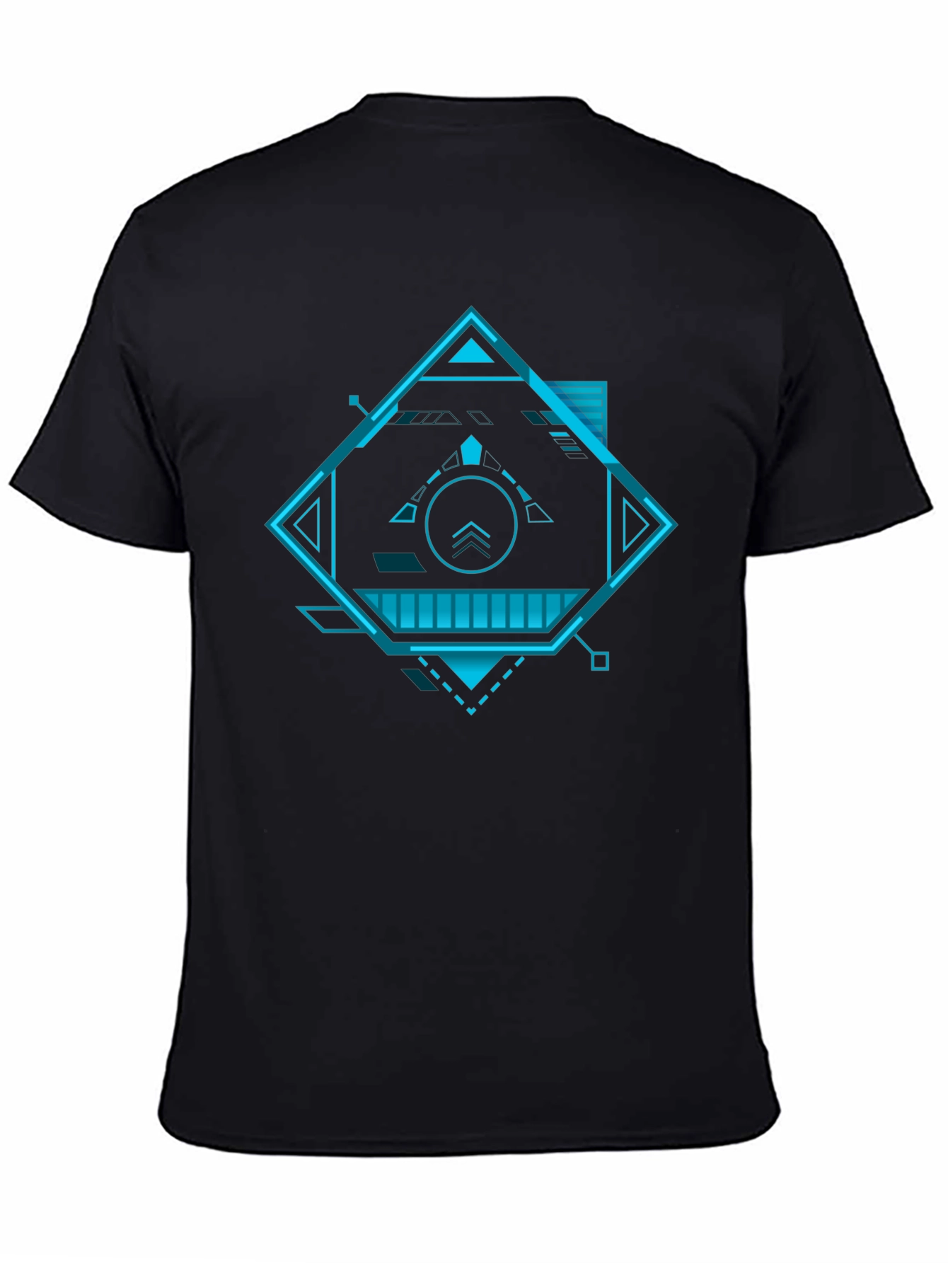 Futuristic Geometric Graphic Tee - Black