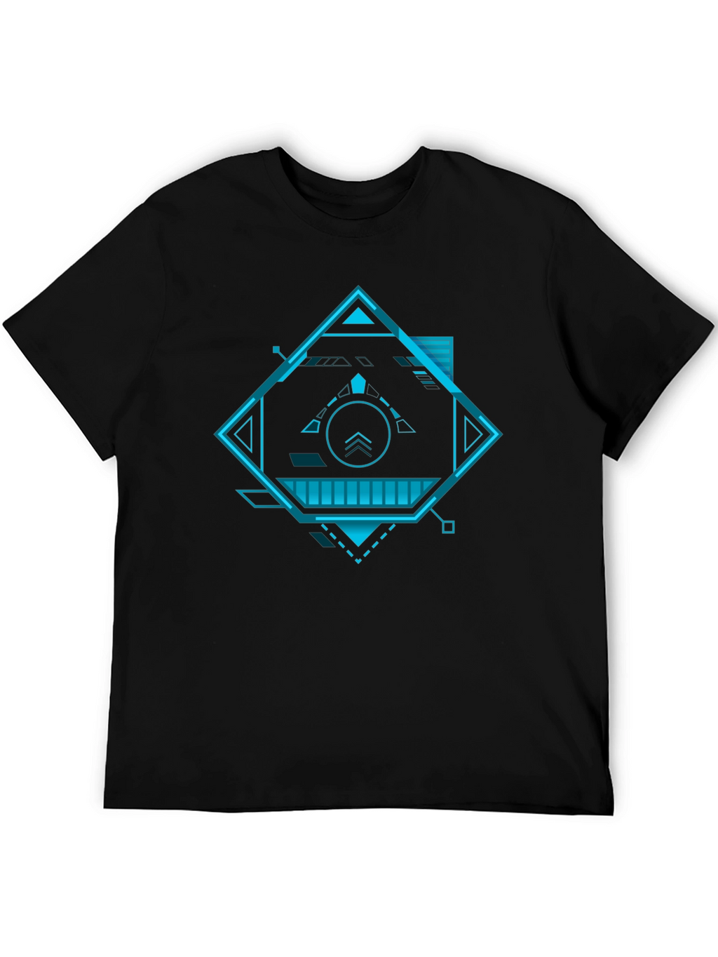 Futuristic Geometric Graphic Tee - Black
