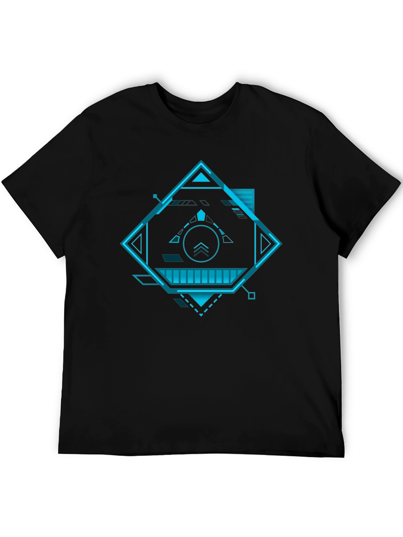 Futuristic Geometric Graphic Tee - Black