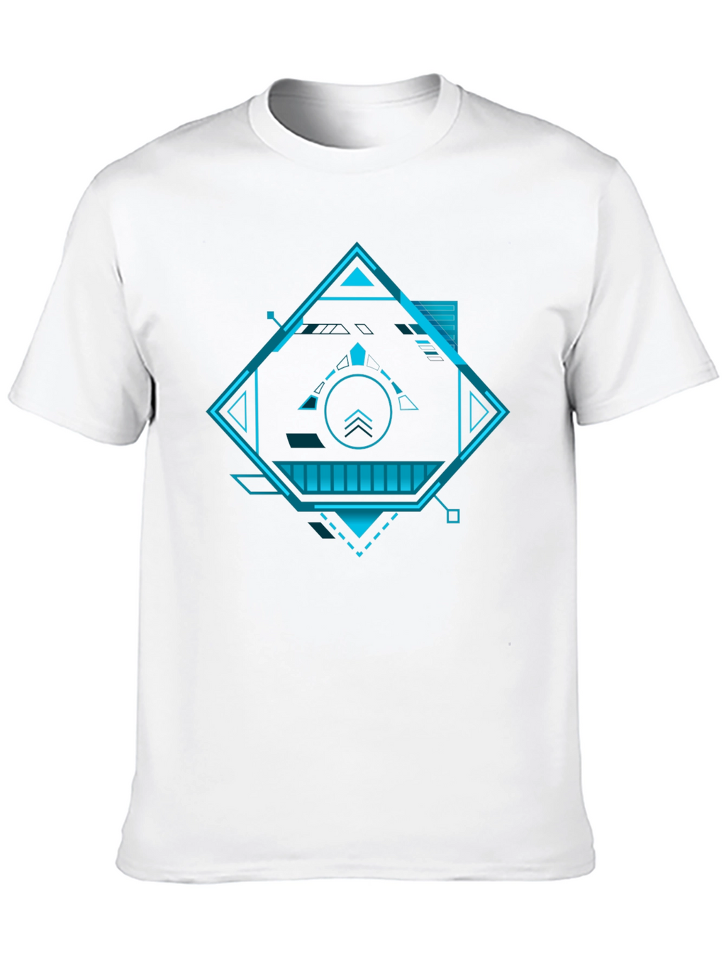 Futuristic Geometric Graphic Tee - Black