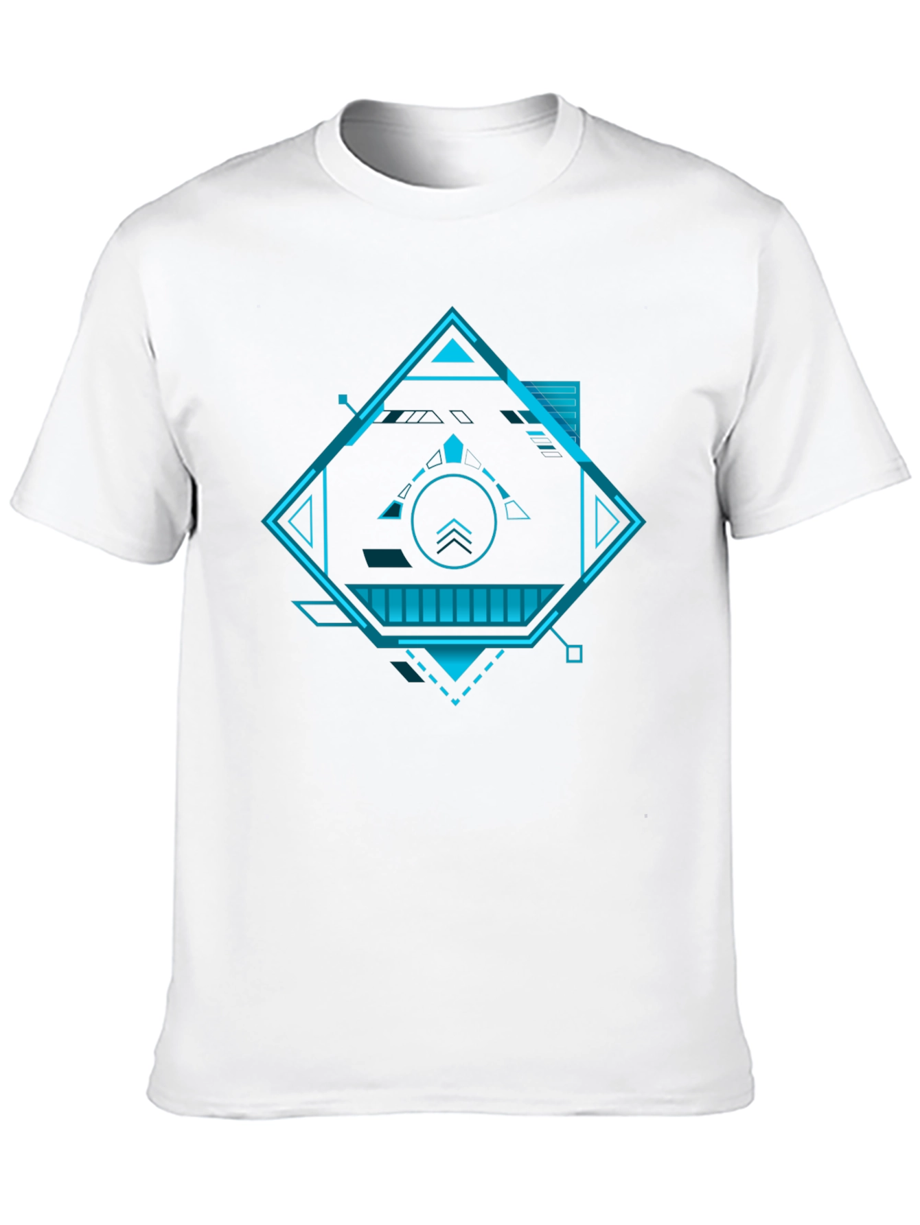 Futuristic Geometric Graphic Tee - Black