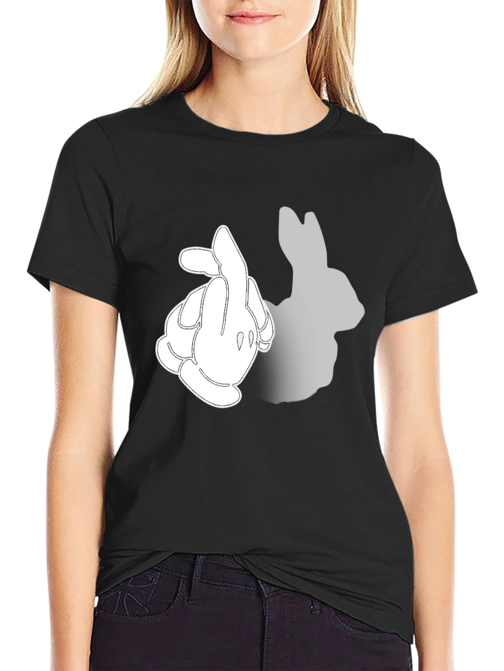Funny Cartoon Bunny Silhouette Graphic T-Shirt