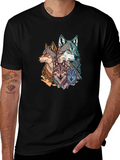 Wolf Pack Graphic Print Black T-Shirt