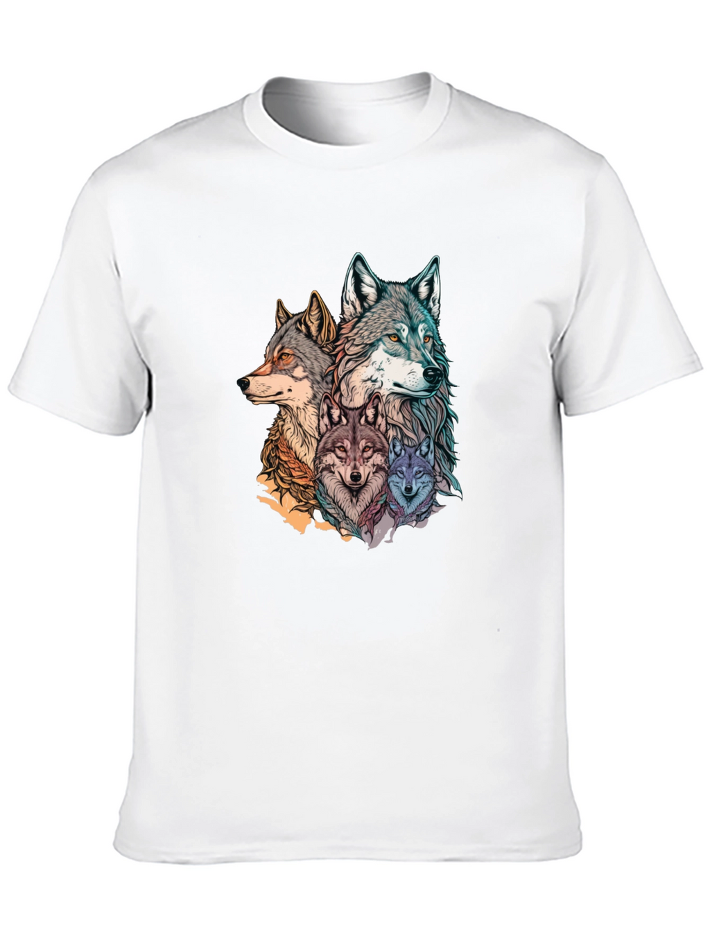 Wolf Pack Graphic Print Black T-Shirt