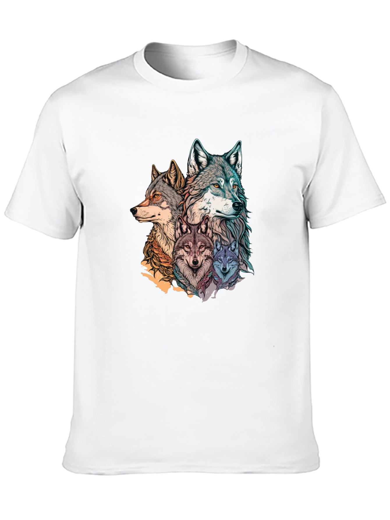 Wolf Pack Graphic Print Black T-Shirt