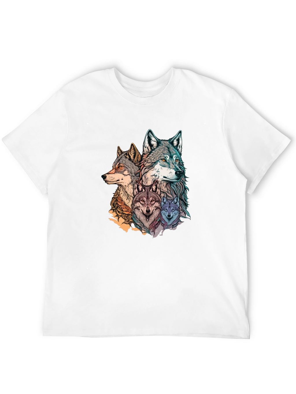 Wolf Pack Graphic Print Black T-Shirt