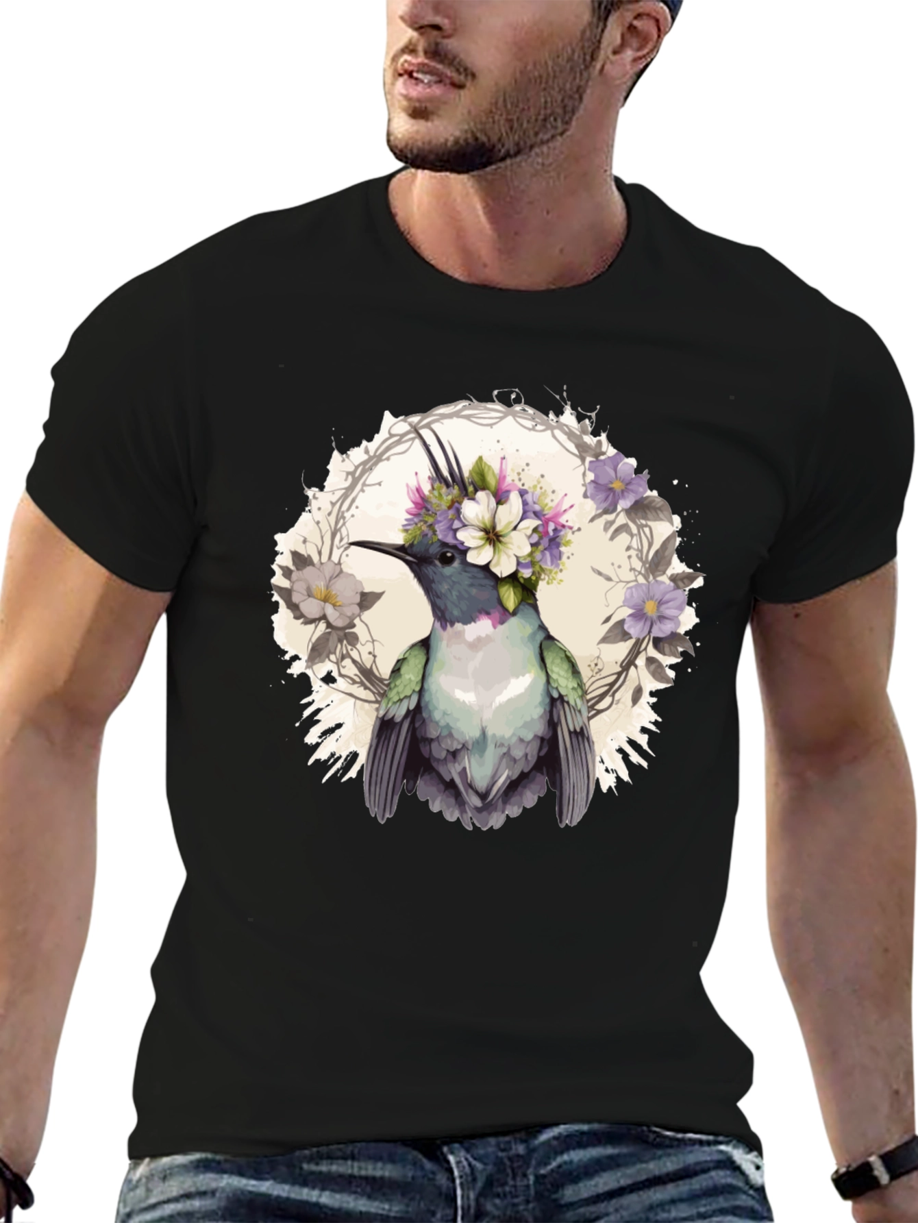 Hummingbird Floral Crown T-Shirt