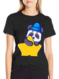 Cute Panda Sleeping on Star T-Shirt