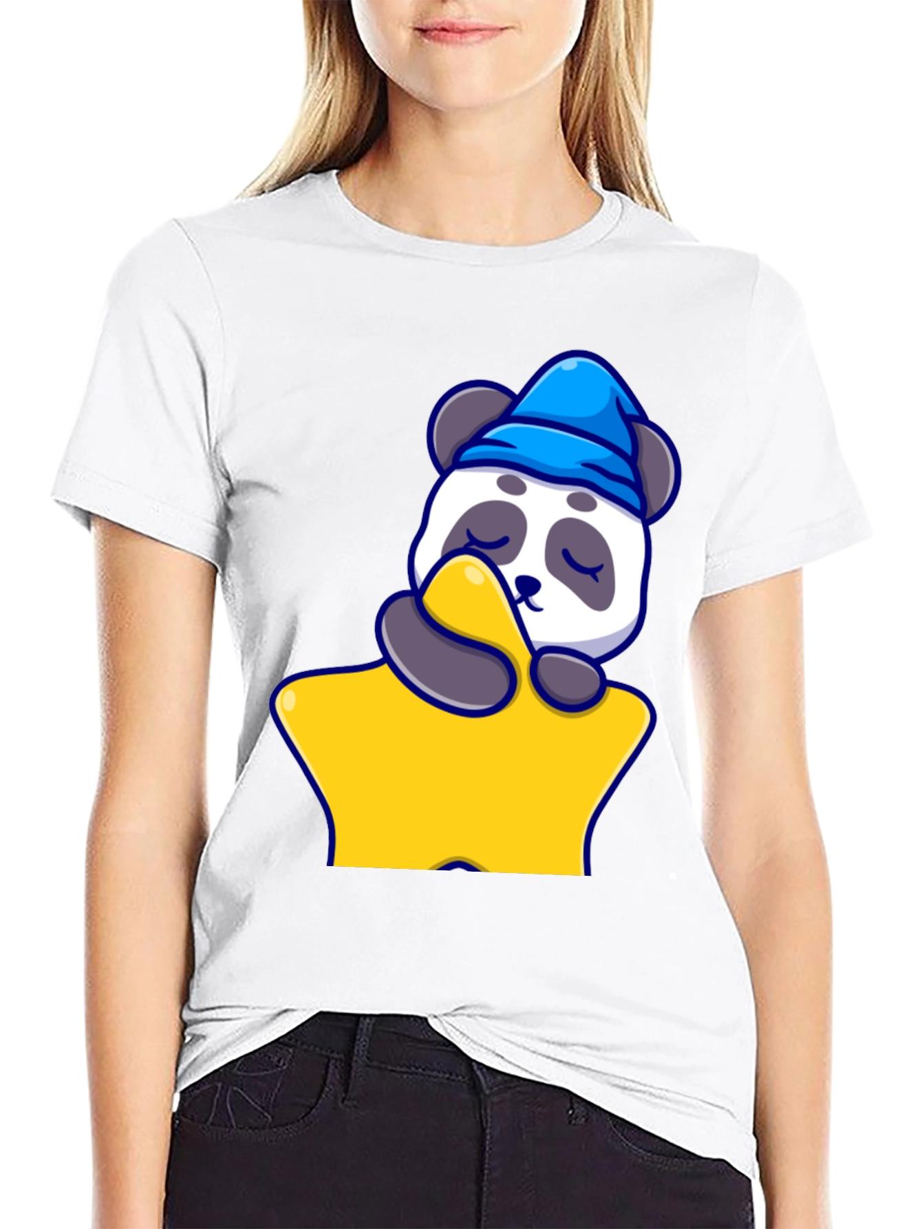 Cute Panda Sleeping on Star T-Shirt
