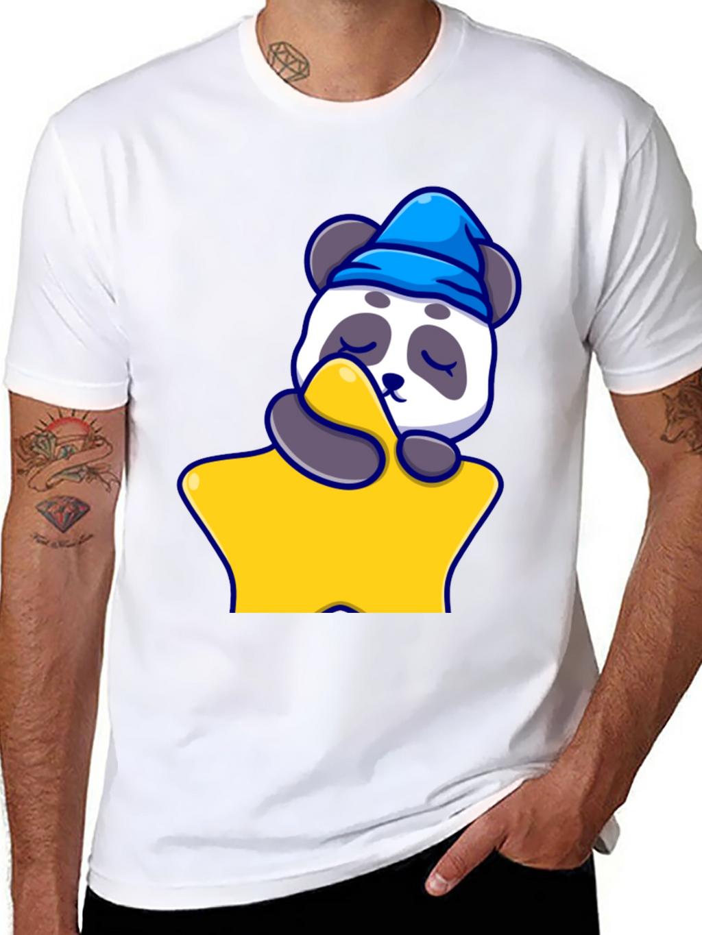 Cute Panda Sleeping on Star T-Shirt