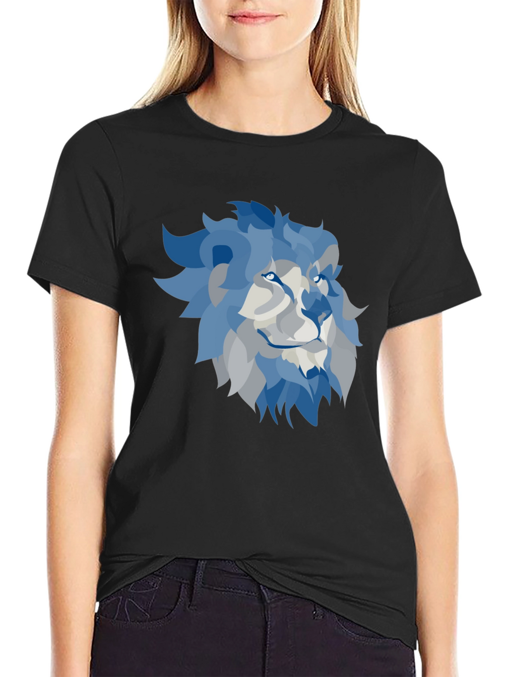 Lion Graphic T-Shirt - Cool Blue Design