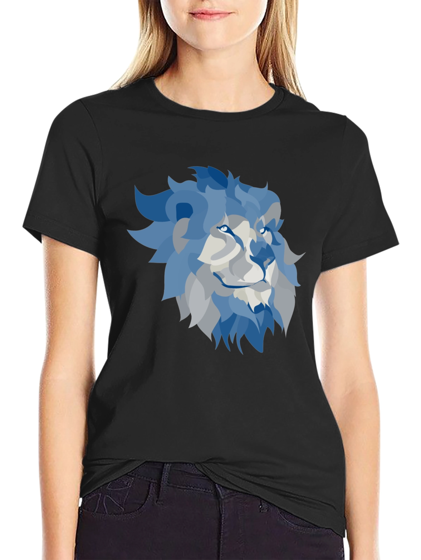 Lion Graphic T-Shirt - Cool Blue Design