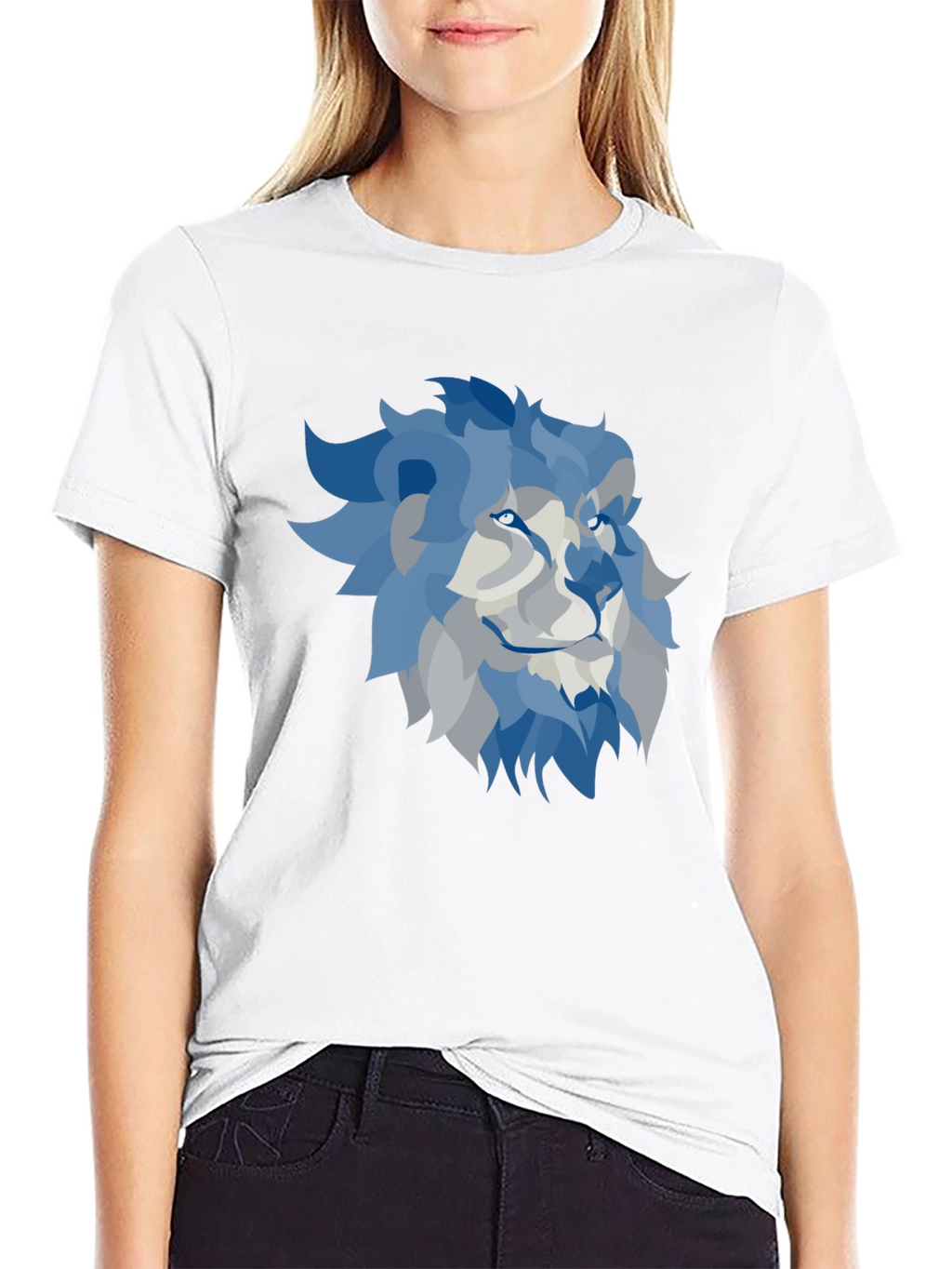 Lion Graphic T-Shirt - Cool Blue Design