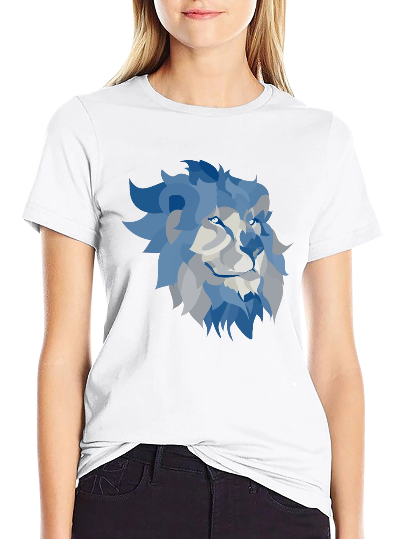 Lion Graphic T-Shirt - Cool Blue Design