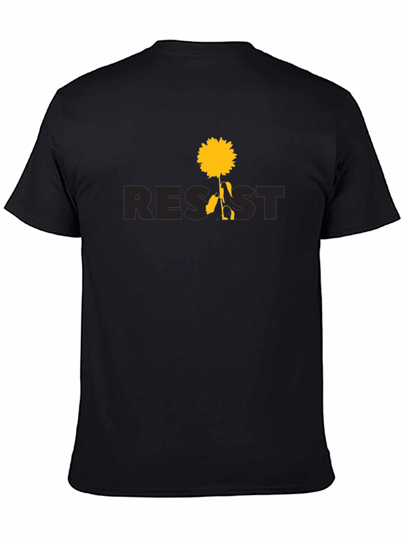 Resist Sunflower Graphic Tee - Black Cotton T-Shirt