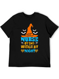Nurse By Day Witch By Night Halloween T-Shirt