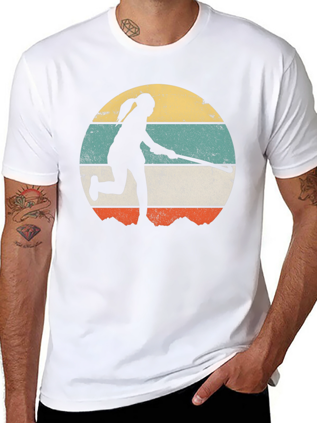 Retro Field Hockey Player Graphic Tee