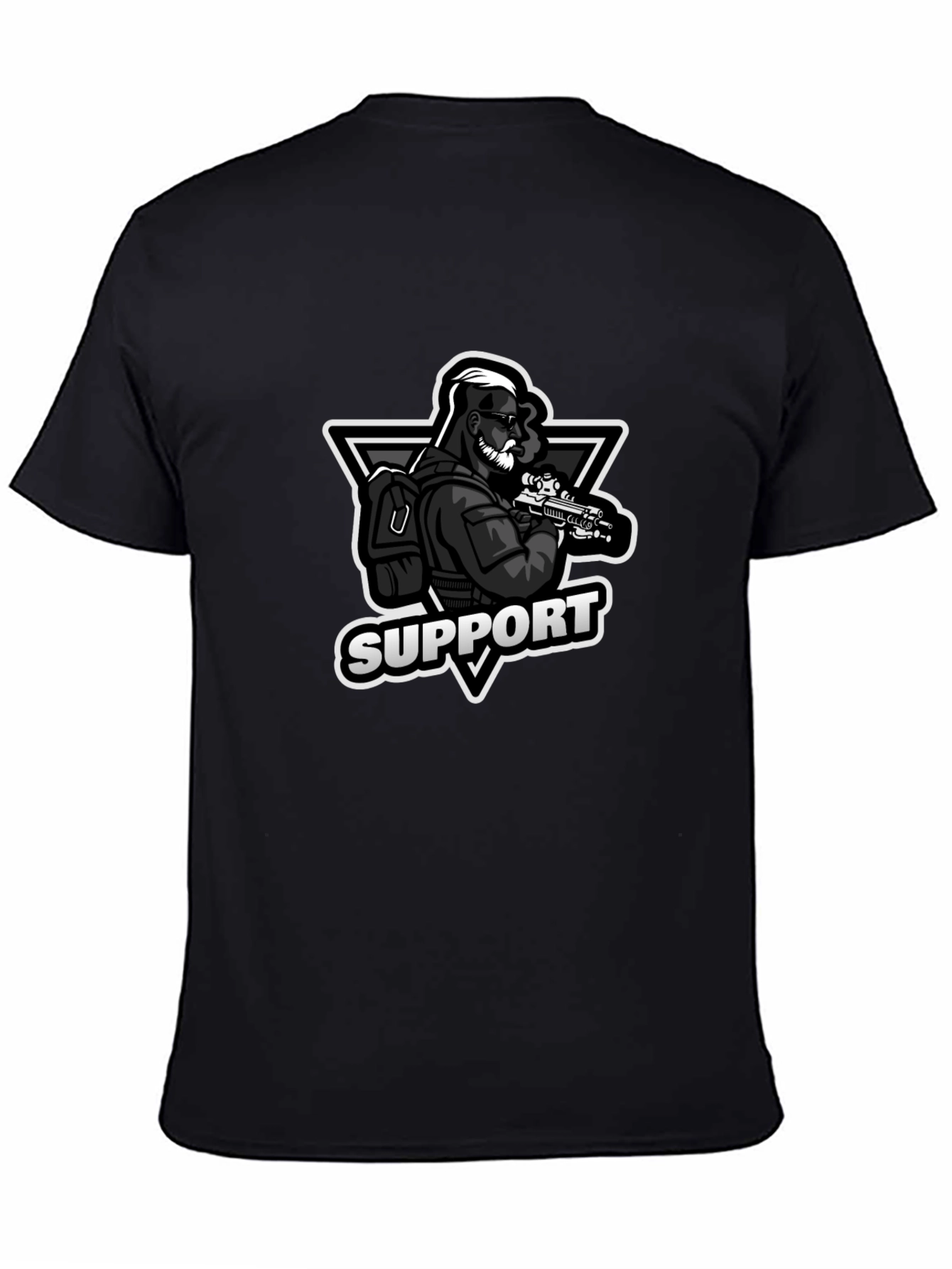 Support Graphic Print Black T-Shirt
