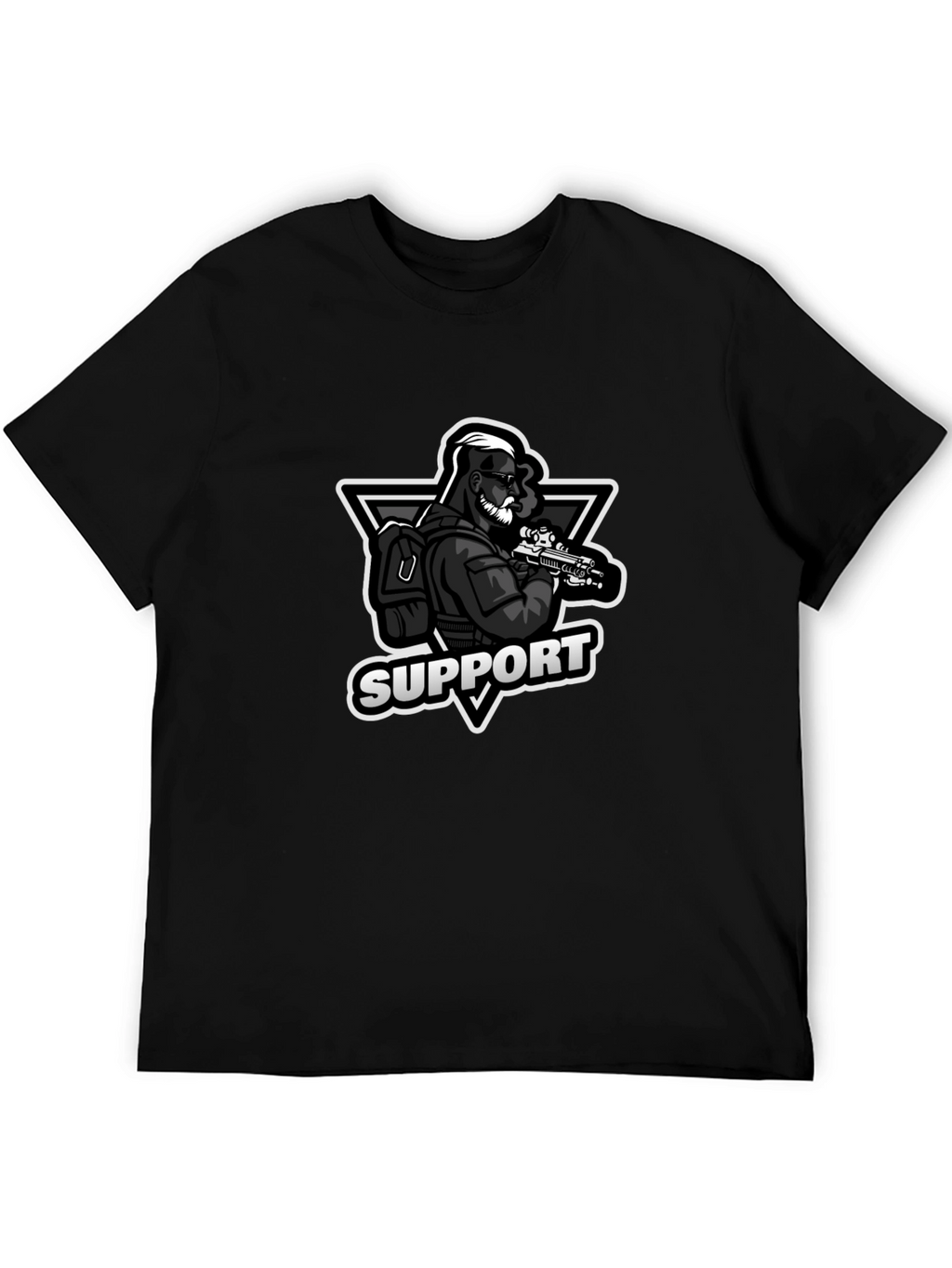 Support Graphic Print Black T-Shirt