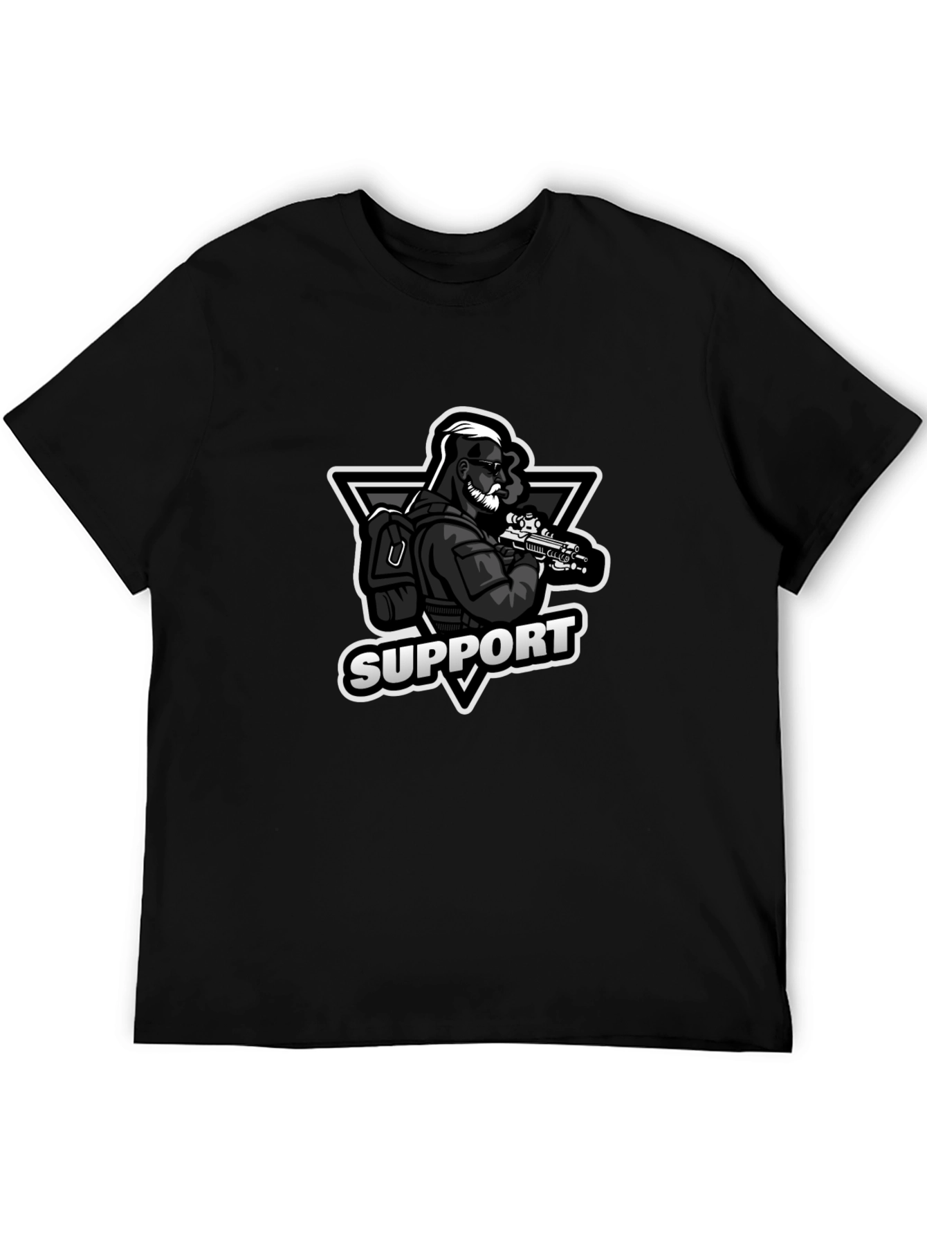 Support Graphic Print Black T-Shirt