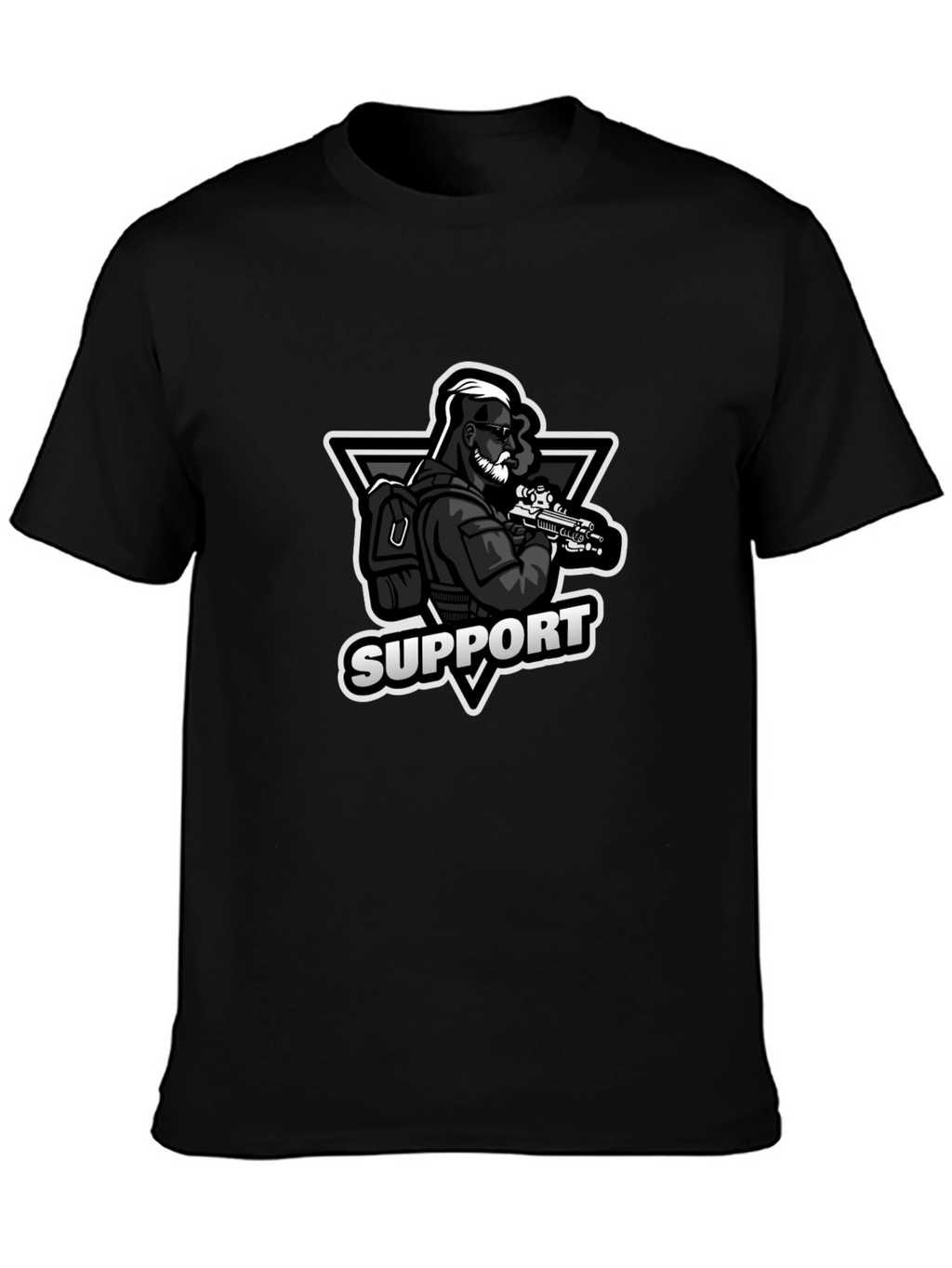 Support Graphic Print Black T-Shirt