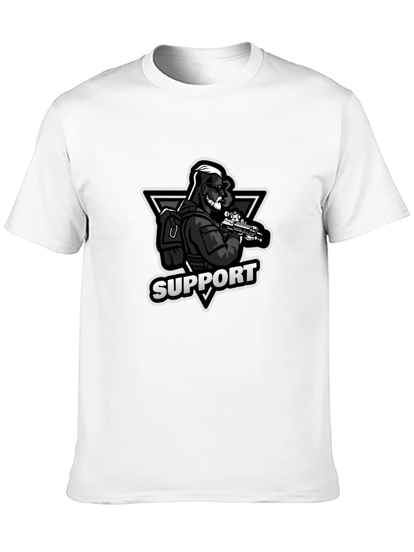 Support Graphic Print Black T-Shirt