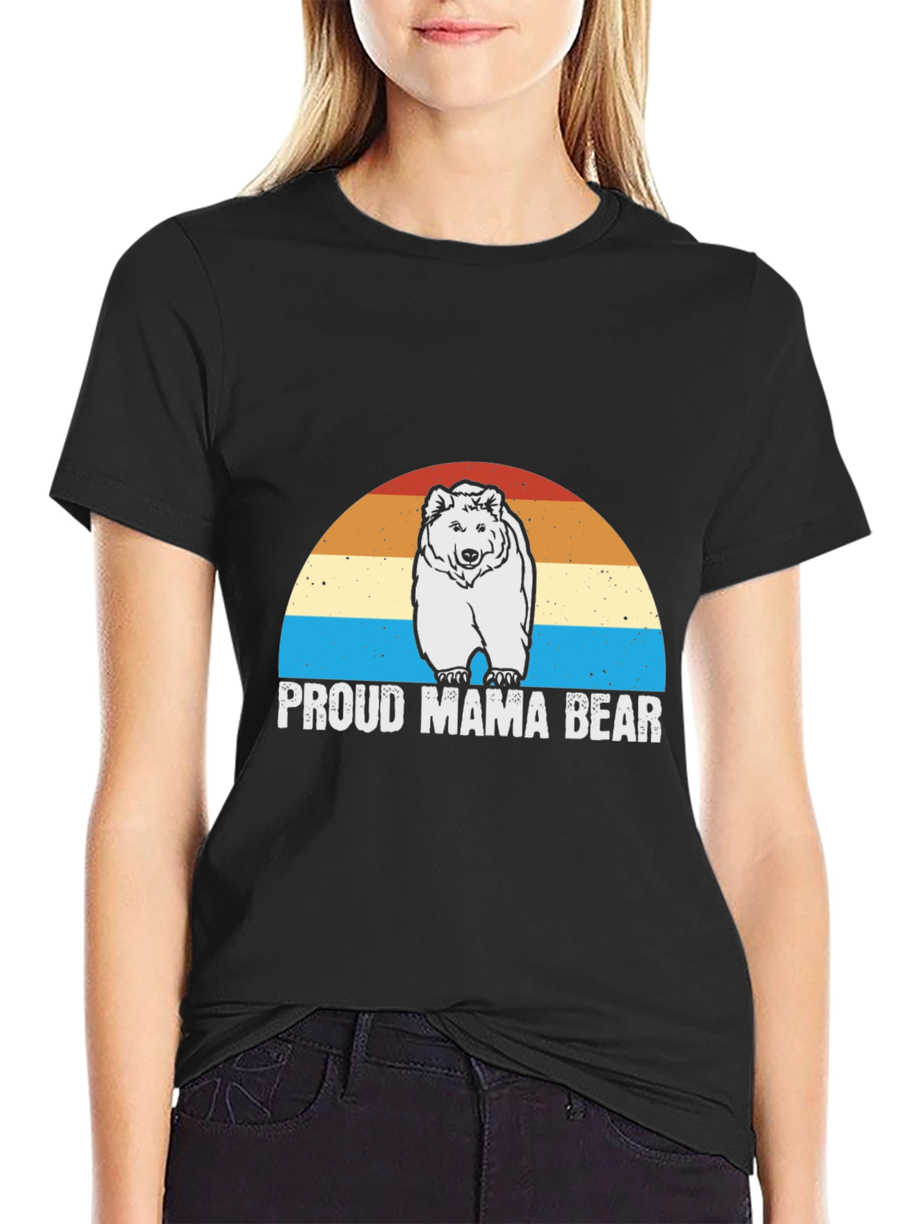 Proud Mama Bear Graphic Tee - Retro Style Comfort
