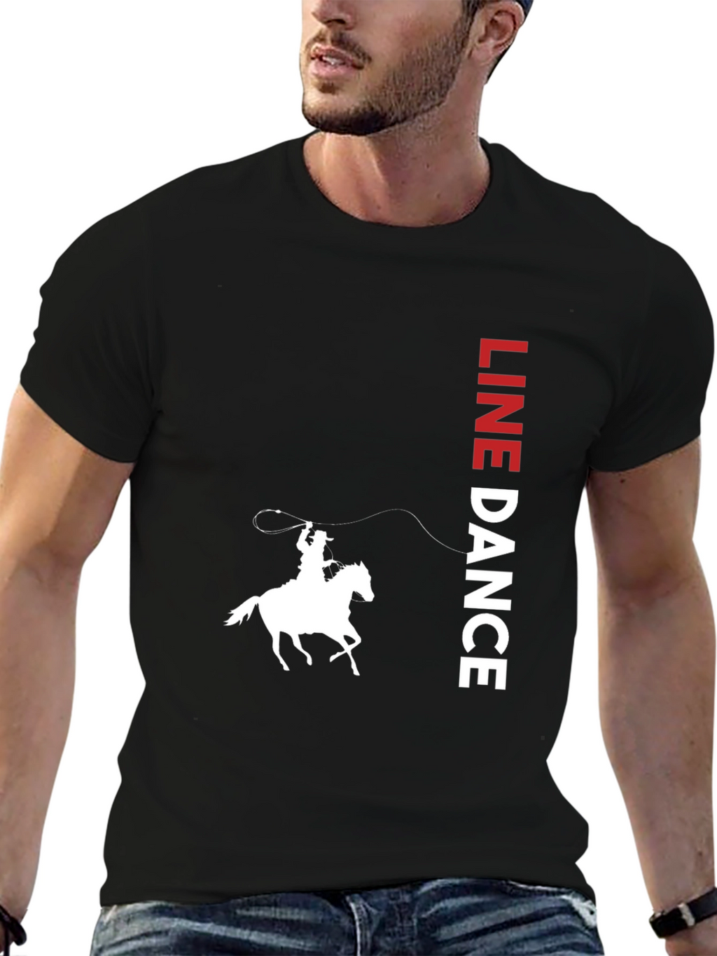 Line Dance Cowboy Graphic Tee - Western Style