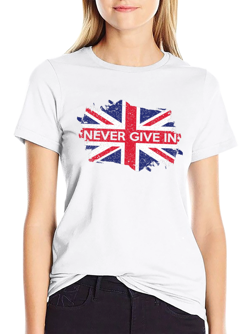 Patriotic Never Give In Union Jack Graphic Tee