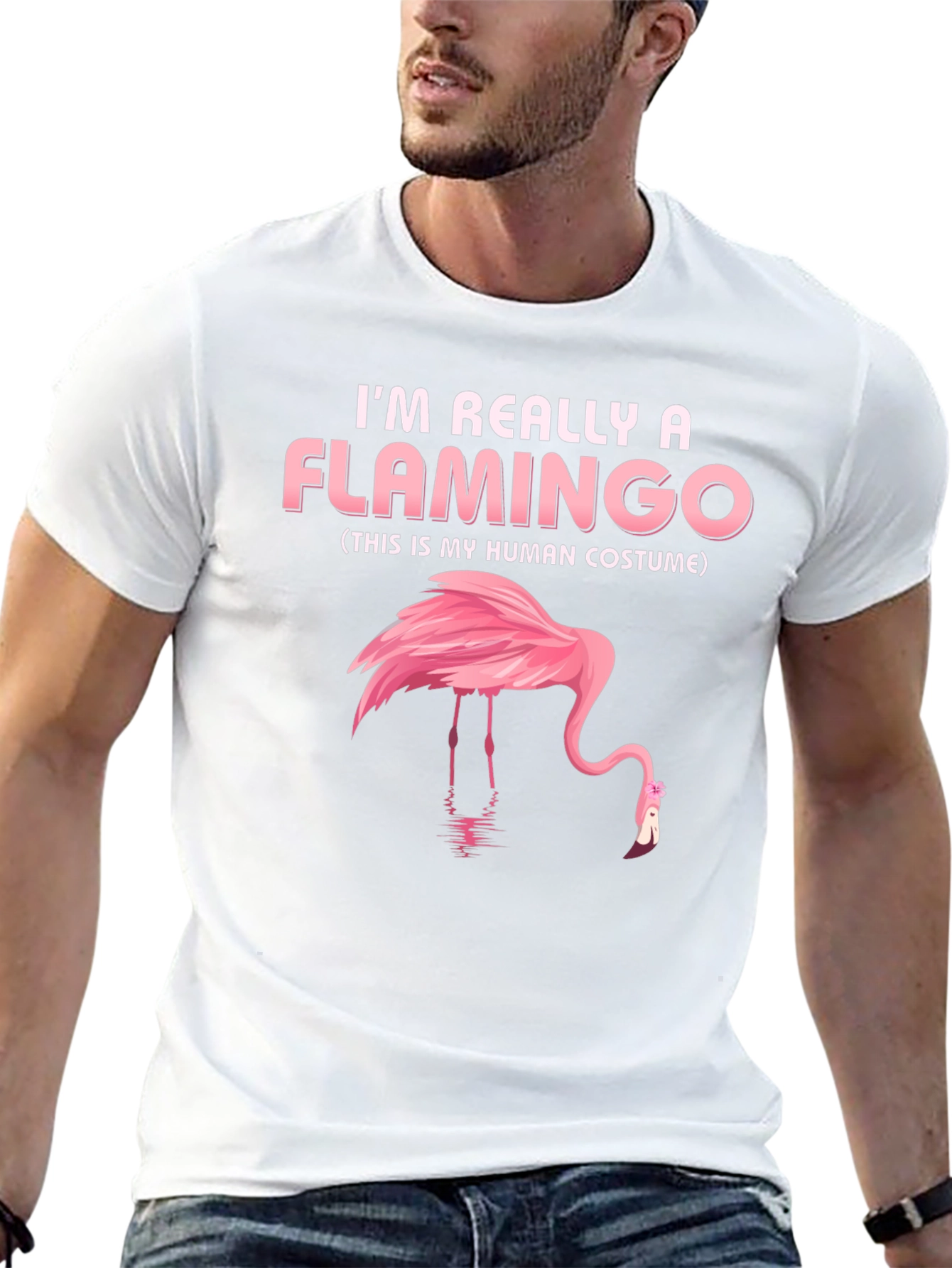 Funny Flamingo Human Costume Graphic Tee