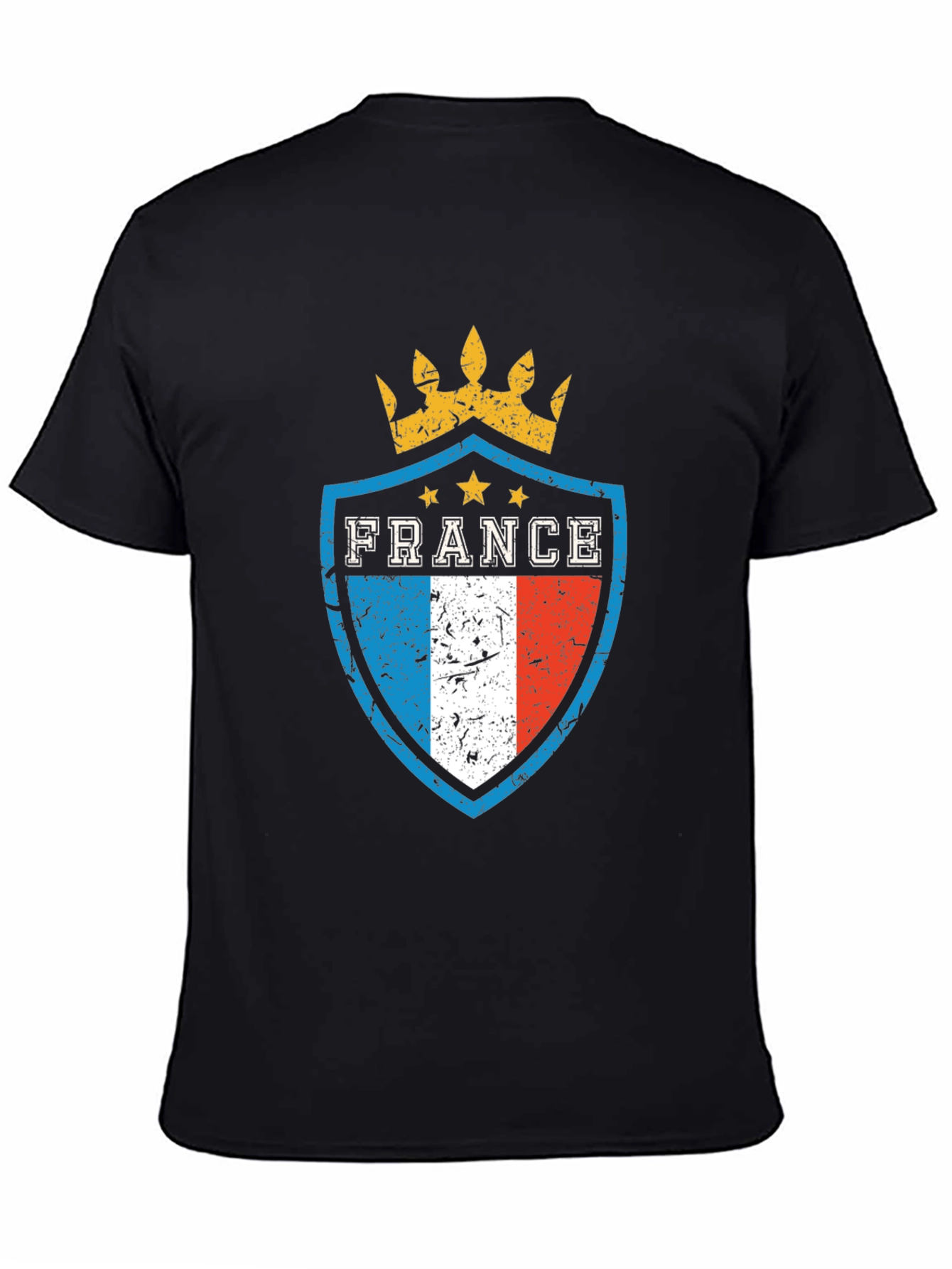 France Flag Shield Crown Graphic Tee - Mens Black T-Shirt