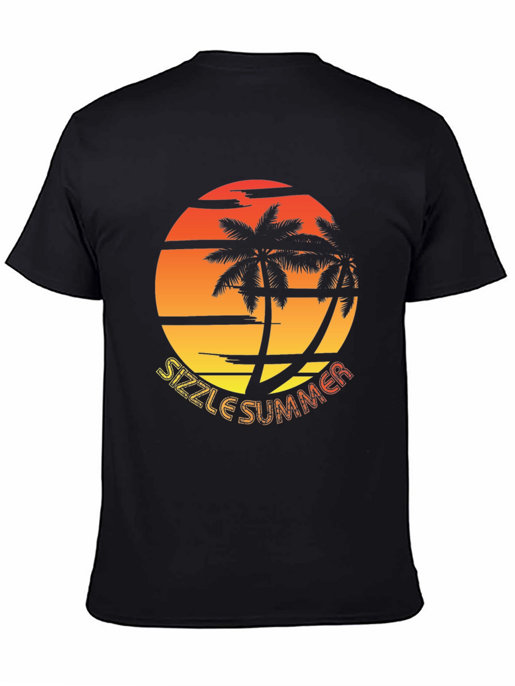 Sizzle Summer Graphic T-Shirt - Palm Tree Sunset Design