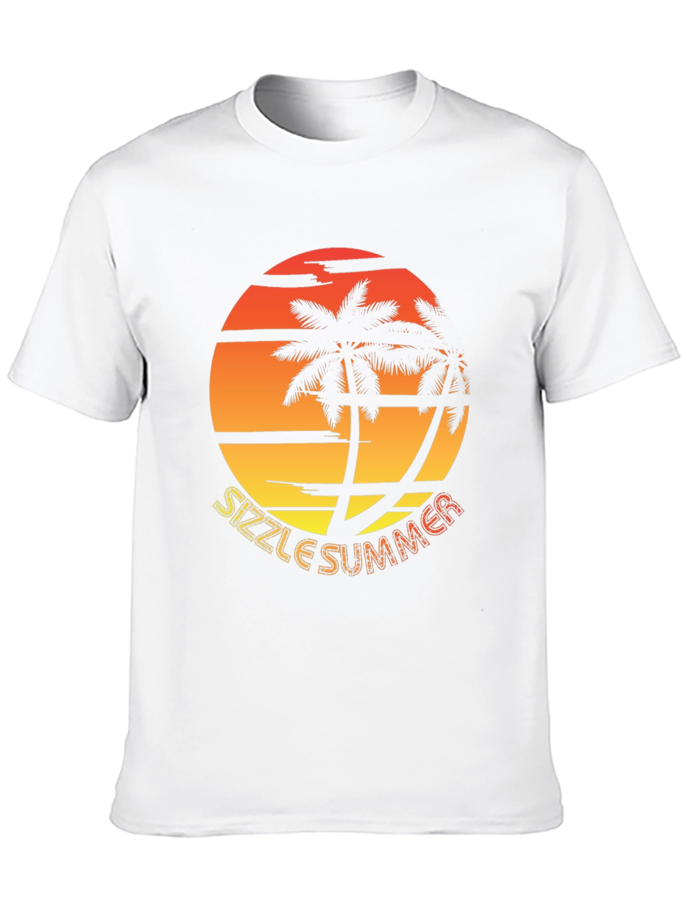 Sizzle Summer Graphic T-Shirt - Palm Tree Sunset Design
