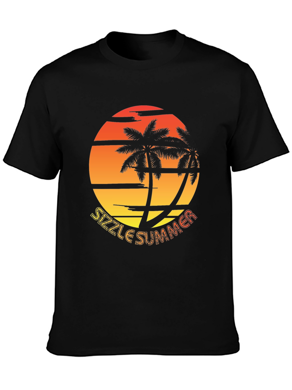 Sizzle Summer Graphic T-Shirt - Palm Tree Sunset Design