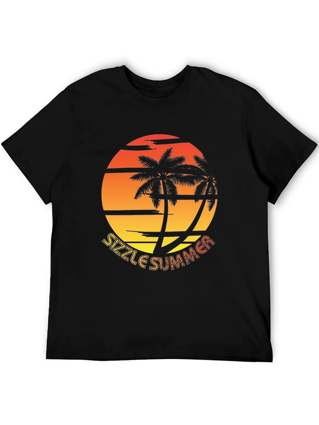 Sizzle Summer Graphic T-Shirt - Palm Tree Sunset Design