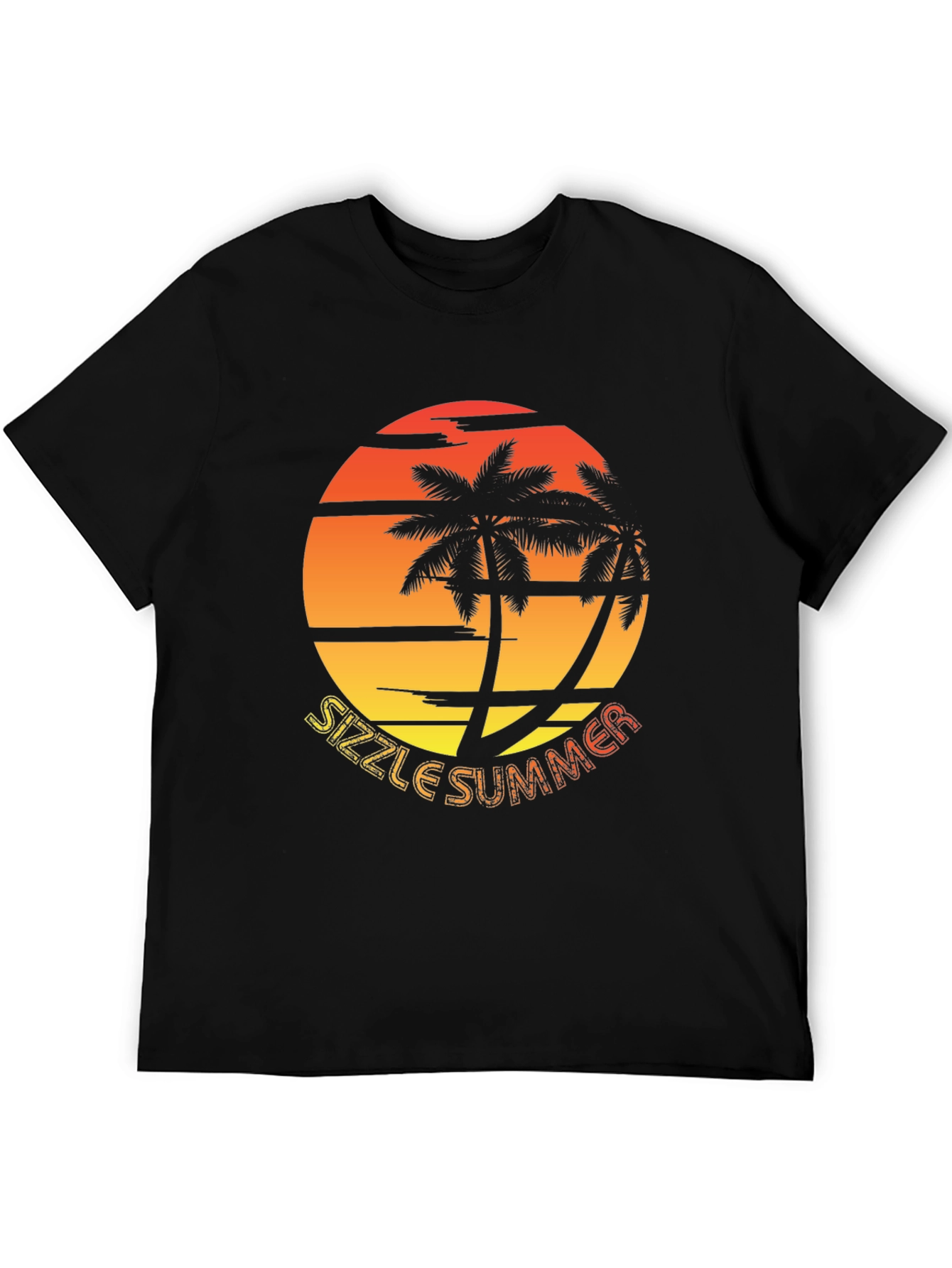 Sizzle Summer Graphic T-Shirt - Palm Tree Sunset Design
