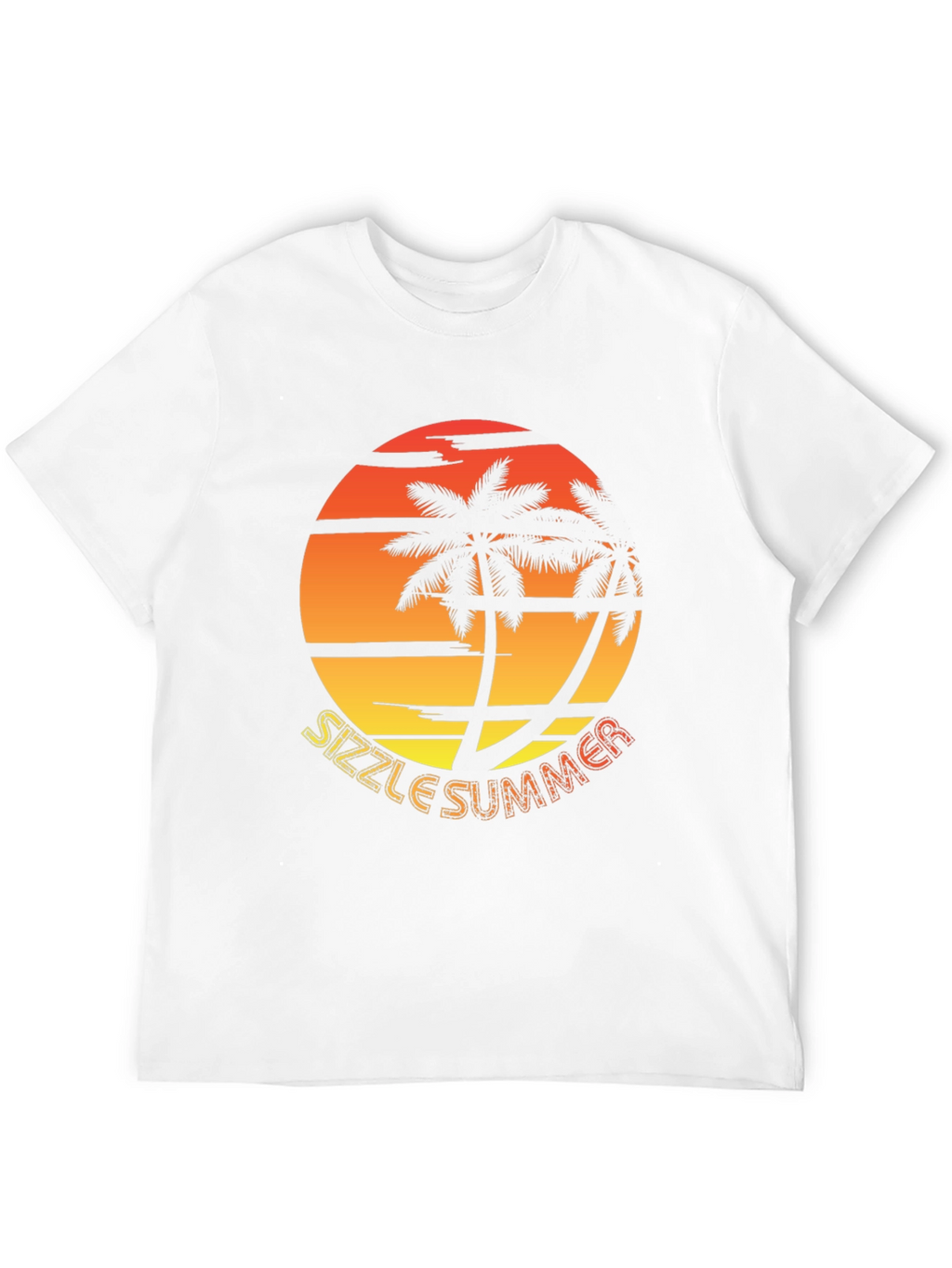 Sizzle Summer Graphic T-Shirt - Palm Tree Sunset Design