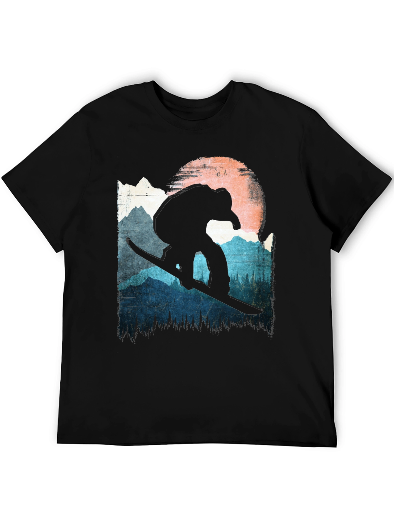 Snowboarder T-Shirt - Mountain Silhouette Design