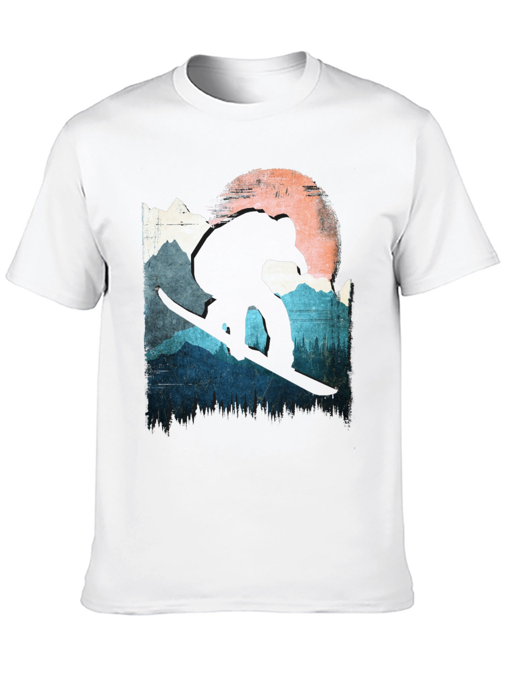 Snowboarder T-Shirt - Mountain Silhouette Design