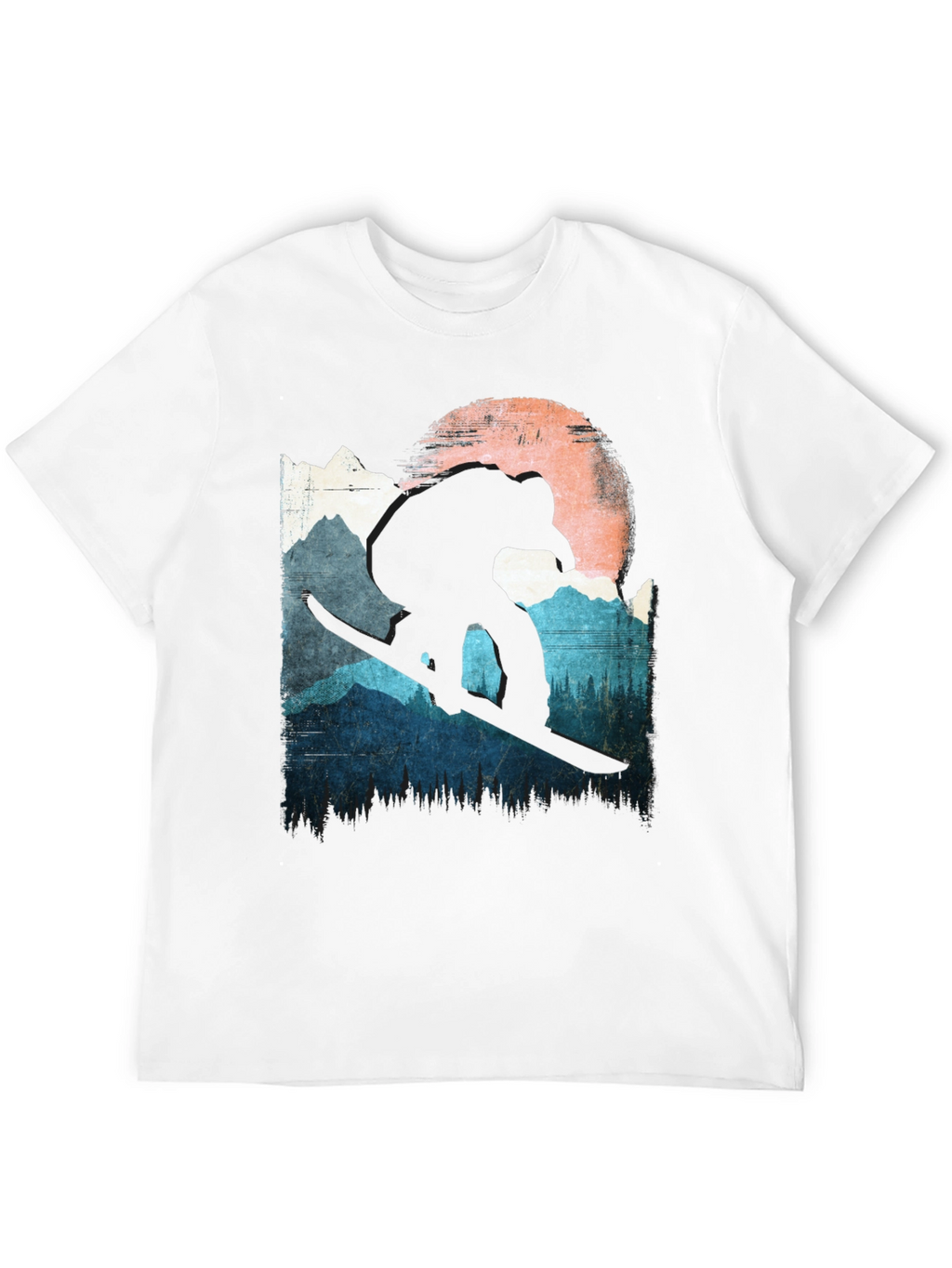 Snowboarder T-Shirt - Mountain Silhouette Design