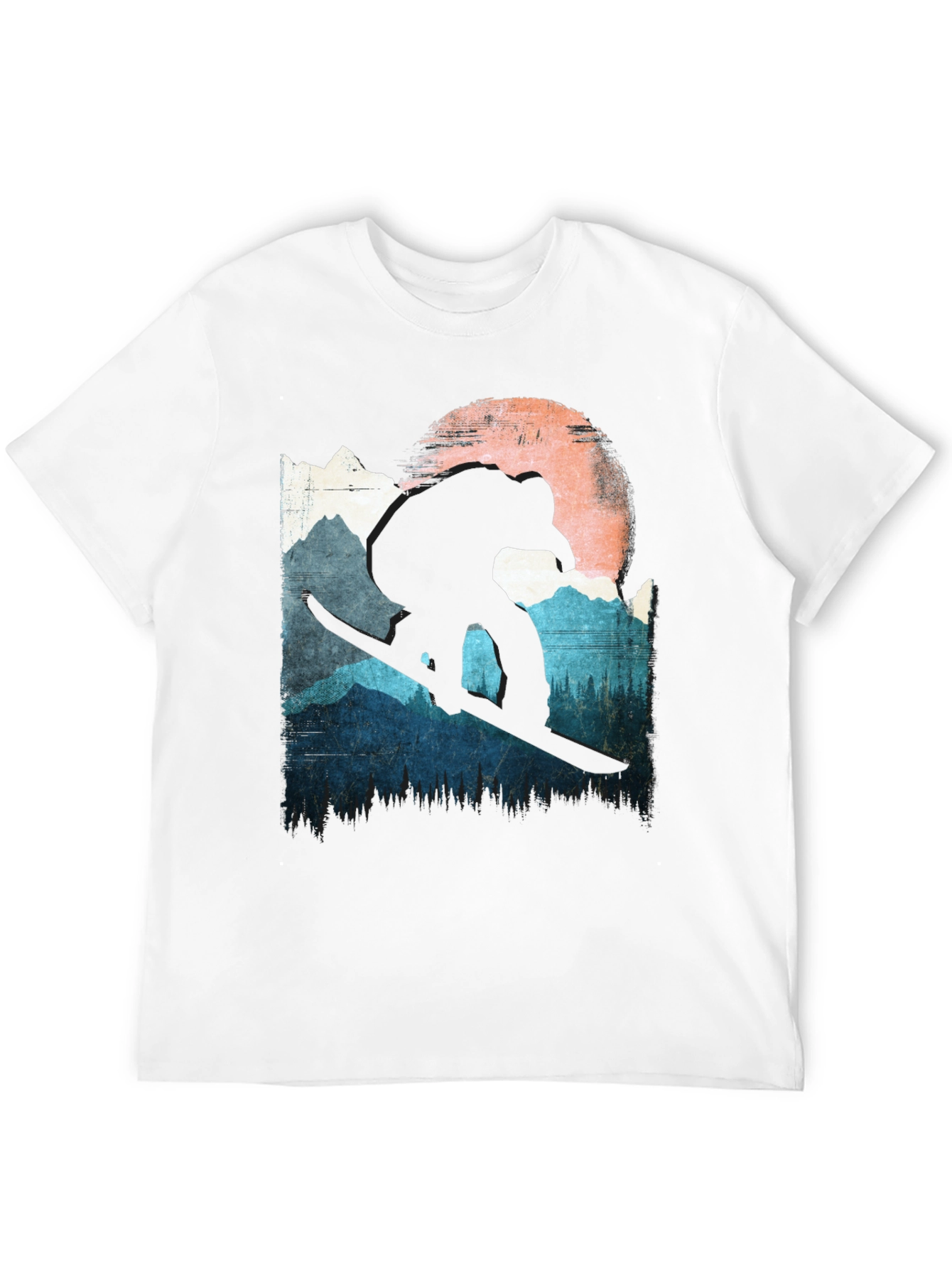 Snowboarder T-Shirt - Mountain Silhouette Design