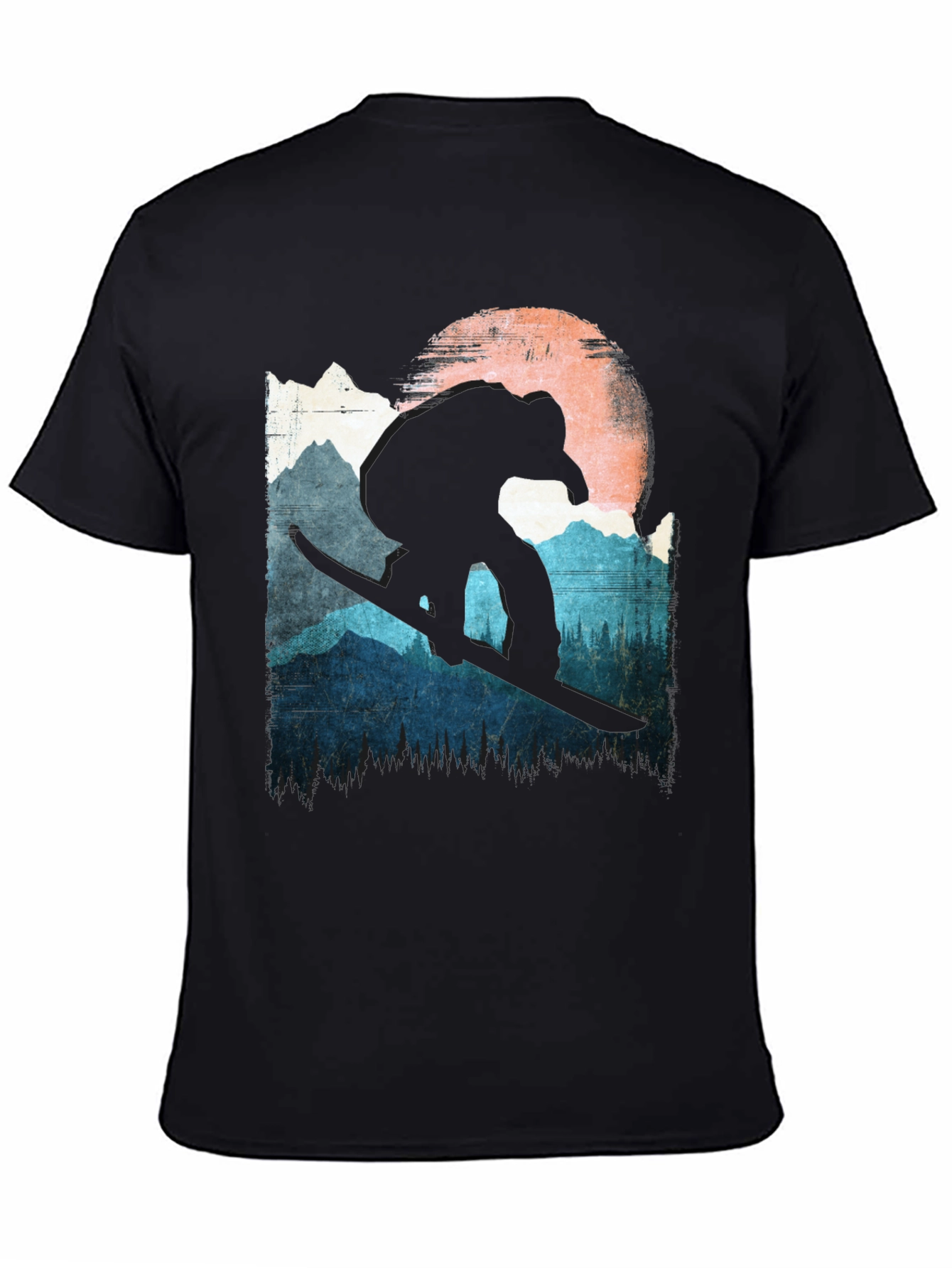 Snowboarder T-Shirt - Mountain Silhouette Design
