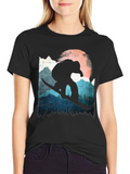 Snowboarder T-Shirt - Mountain Silhouette Design