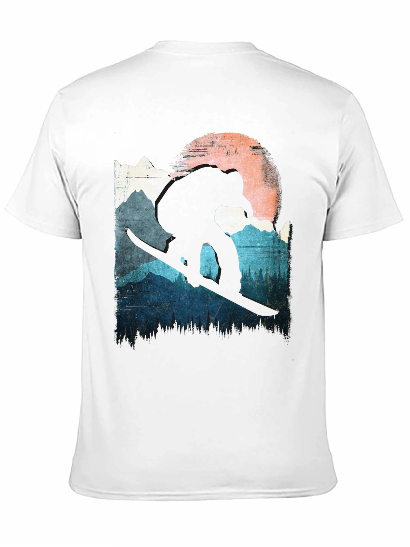Snowboarder T-Shirt - Mountain Silhouette Design