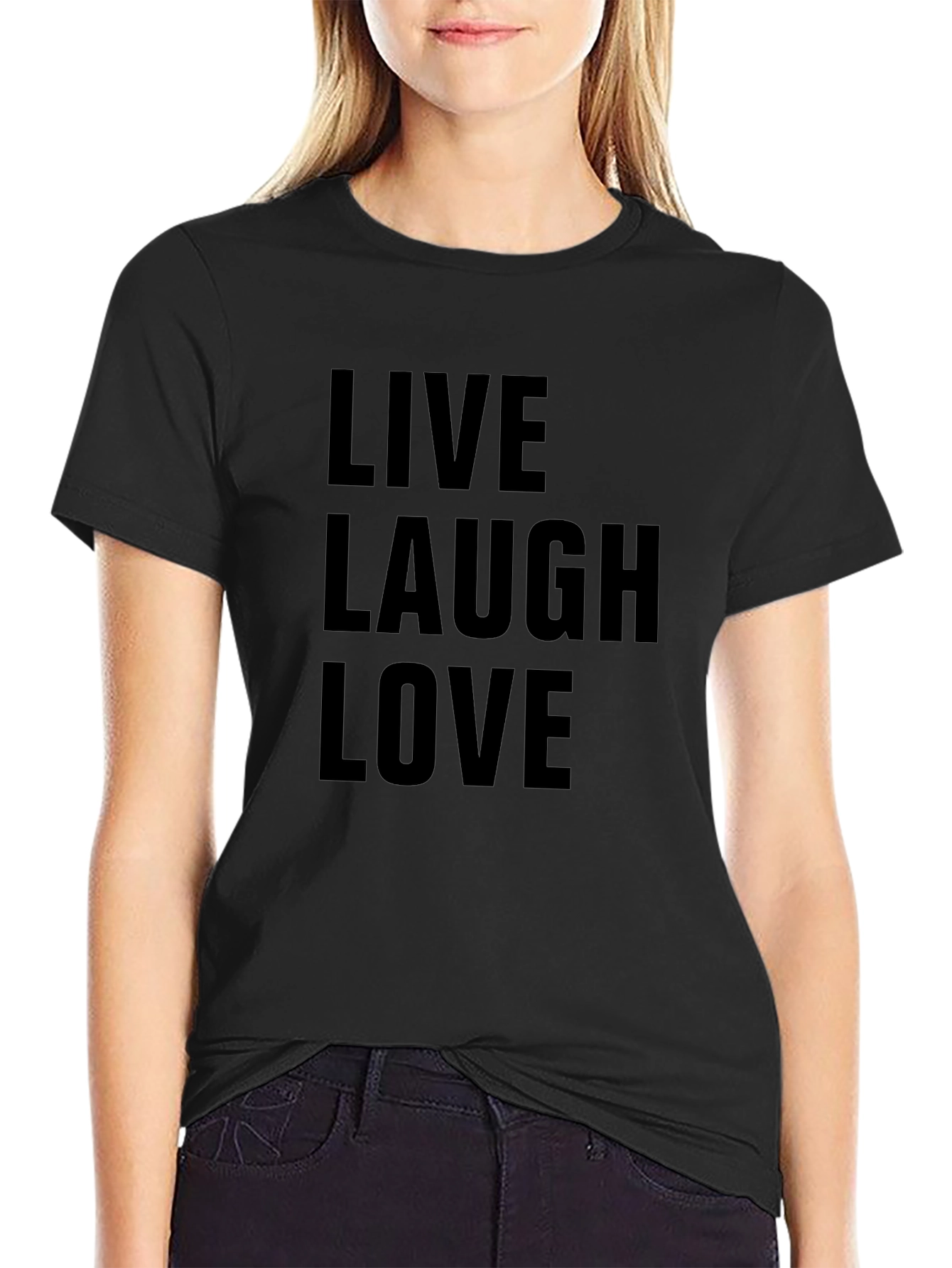 Live Laugh Love Graphic Tee - Black Cotton T-Shirt