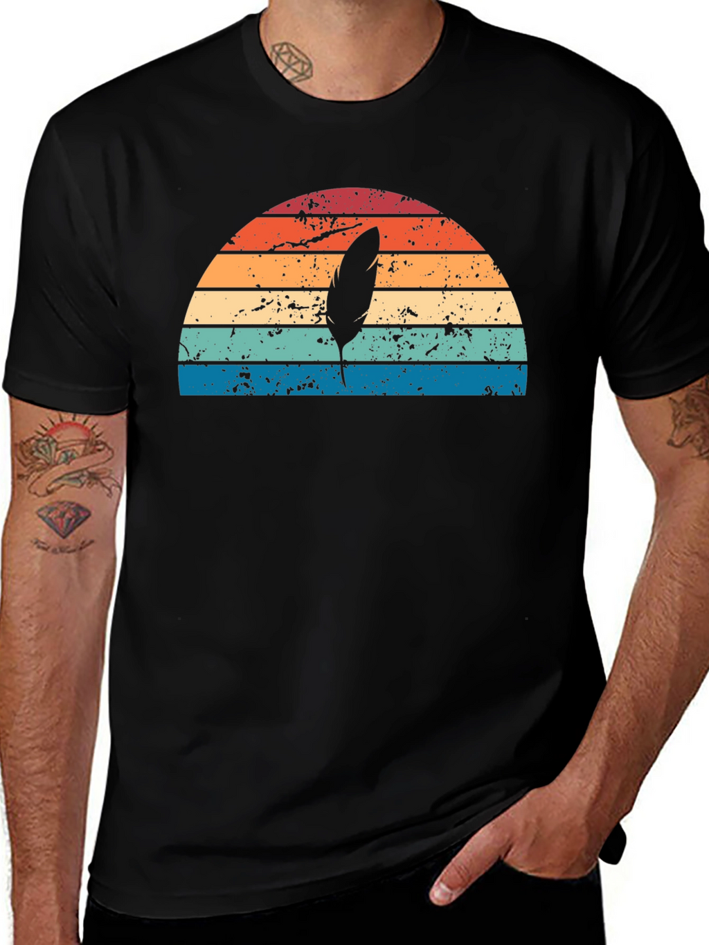 Retro Feather Sunset Graphic Tee