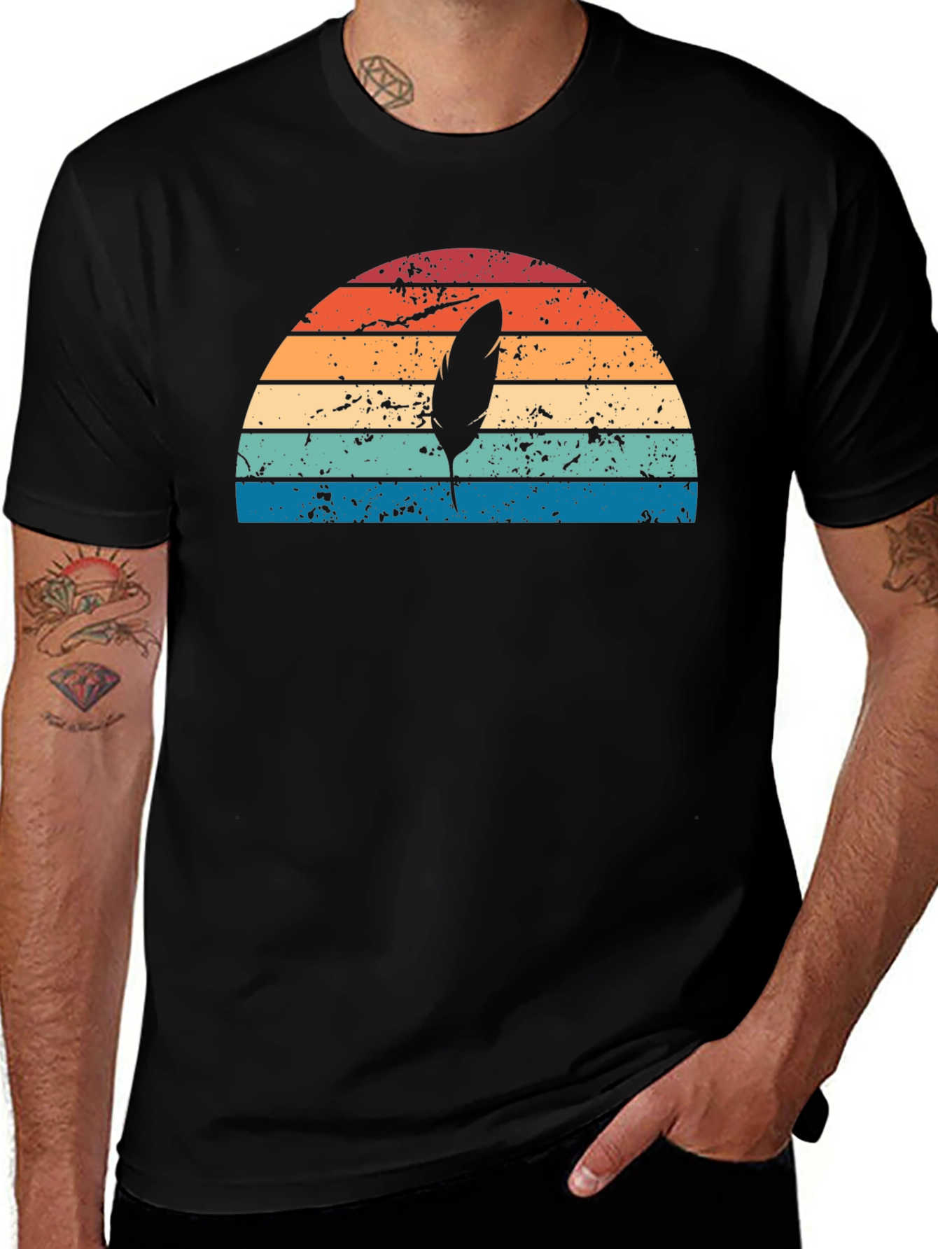 Retro Feather Sunset Graphic Tee