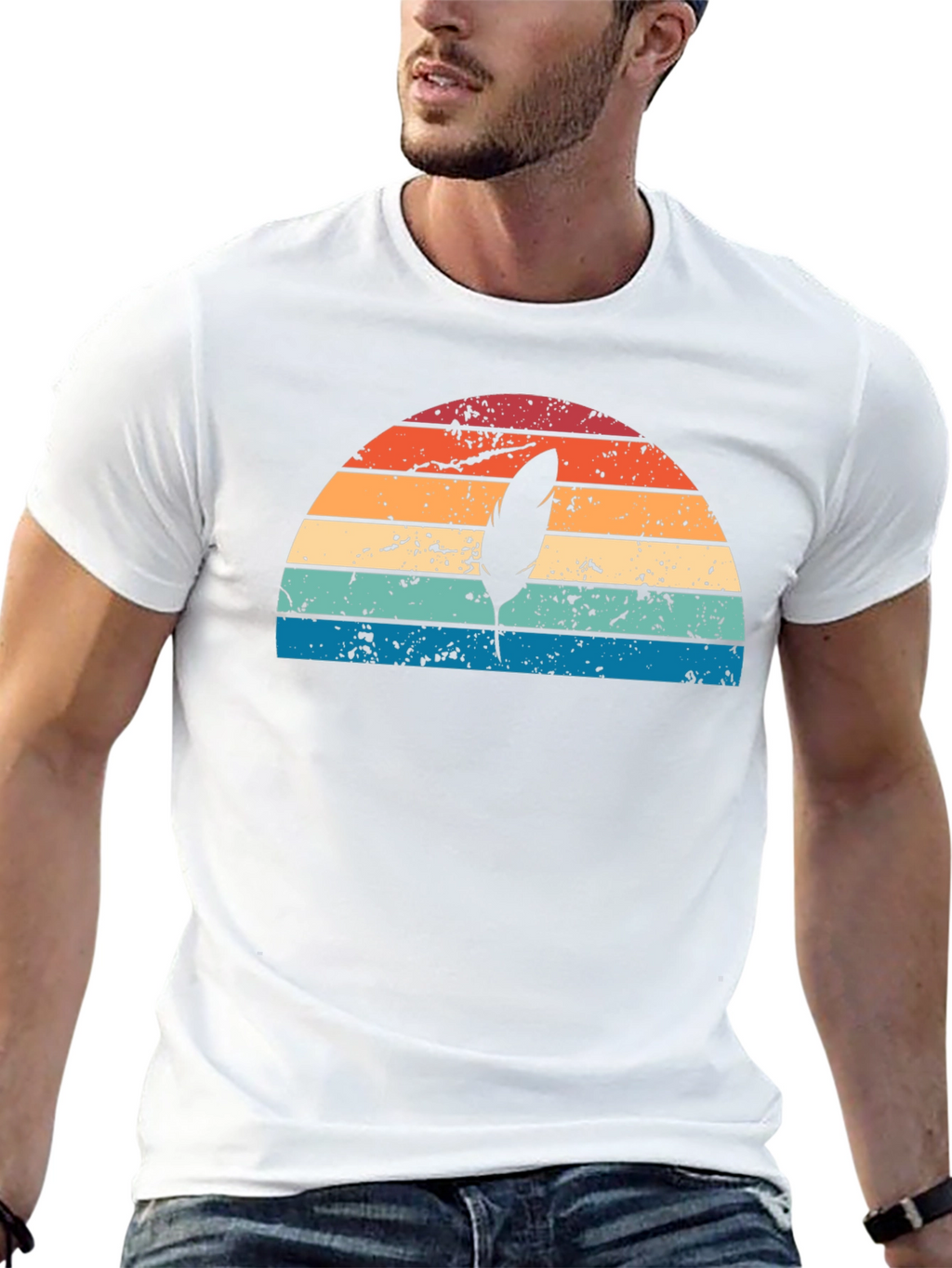 Retro Feather Sunset Graphic Tee